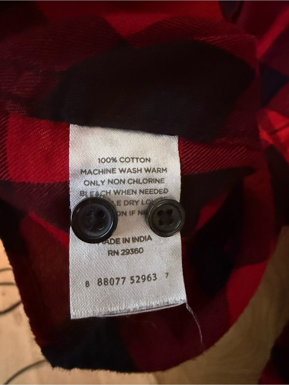 dip Red and Black Buffalo Plaid Button-Down Shirt 100% cotton - Picture 5 of 5